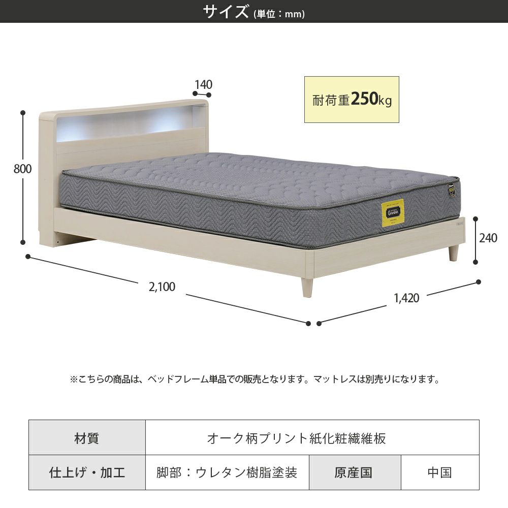 グランツ フッチ ダブルベッドフレーム 引出しなし