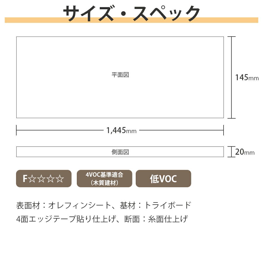 ウッドワン 仕上げてる棚板 白無地の棚（厚み20mm） 奥行き145mm×間口1445ｍｍ （ホワイト色）STT1445D-D1I-W