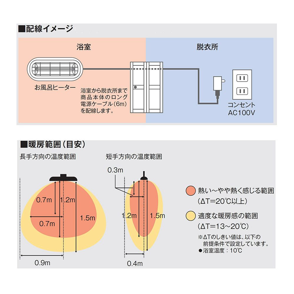 コンフォー Chrester お風呂ヒーター 吊り下げモデル HEAT-S-101WHK
