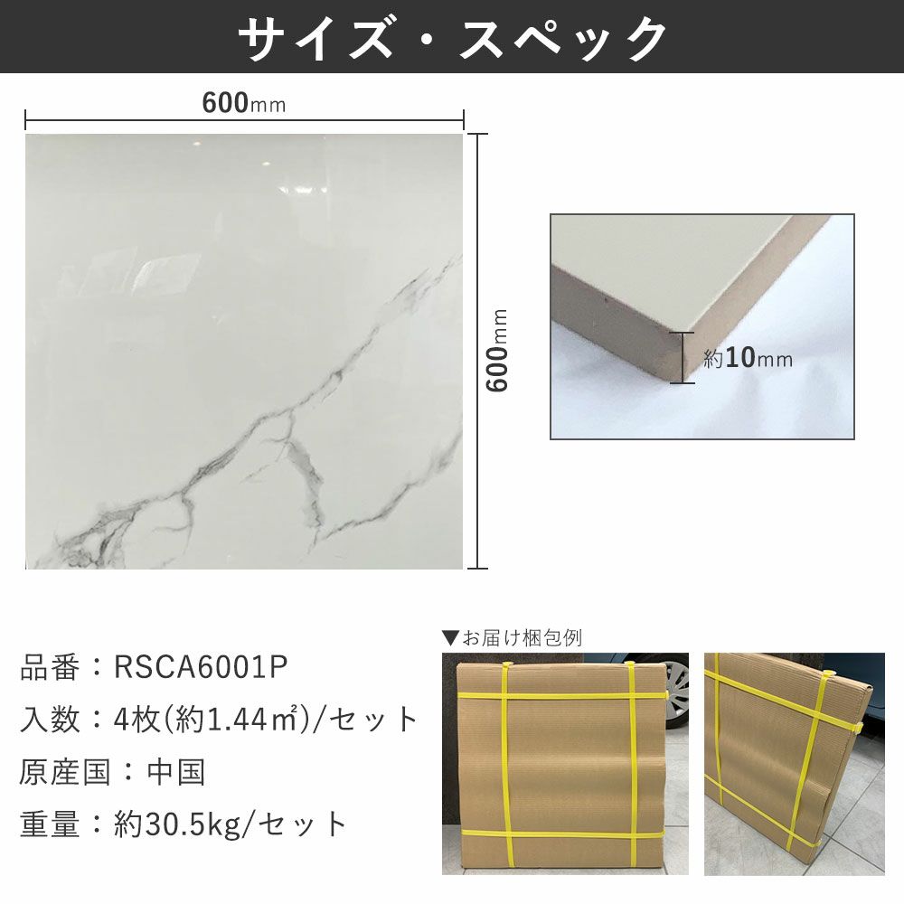 マヤリカ セラミックタイル 600mm角 4枚入 RSCA6001P_6
