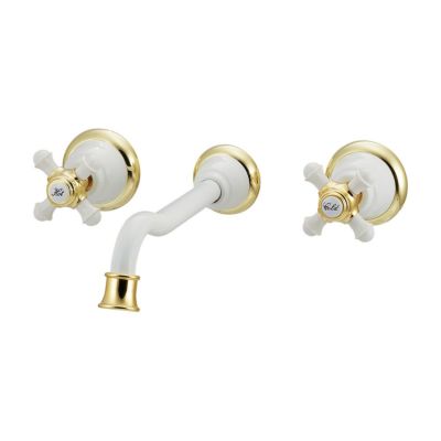 ガラクタ2(ツー) カクダイ 125-006 壁付 2ハンドル混合栓 TORI(鳥) 水栓金具 洗面用