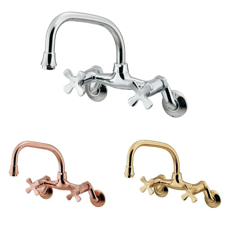 カクダイ 124-109 壁付 2ハンドル混合栓 一般地・寒冷地共用｜建材