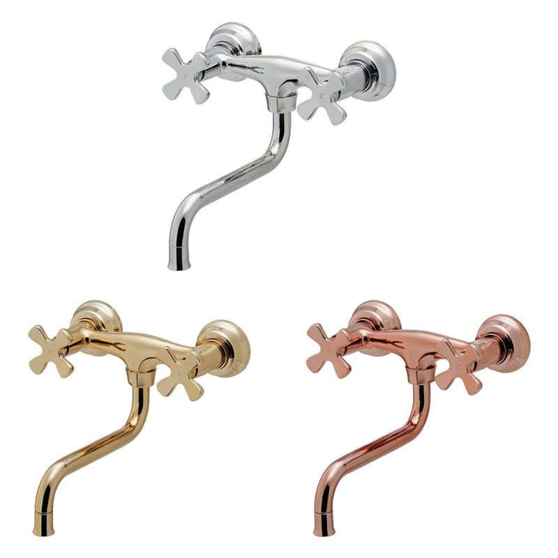 カクダイ 128-116 壁付 2ハンドル混合栓 hana 一般地・寒冷地共用